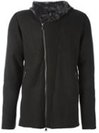 Giorgio Brato Asymmetric Hooded Jacket, Men's, Size: 52, Black, Sheep Skin/shearling