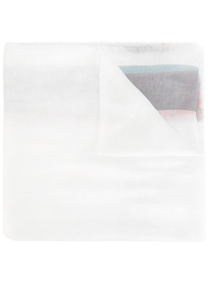 Closed Colour Block Scarf, Women's, White, Cotton/linen/flax/viscose