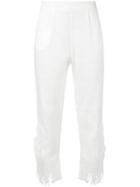 Ermanno Scervino - Tassel Hem Beach Trousers - Women - Linen/flax/polyester - 46, White, Linen/flax/polyester
