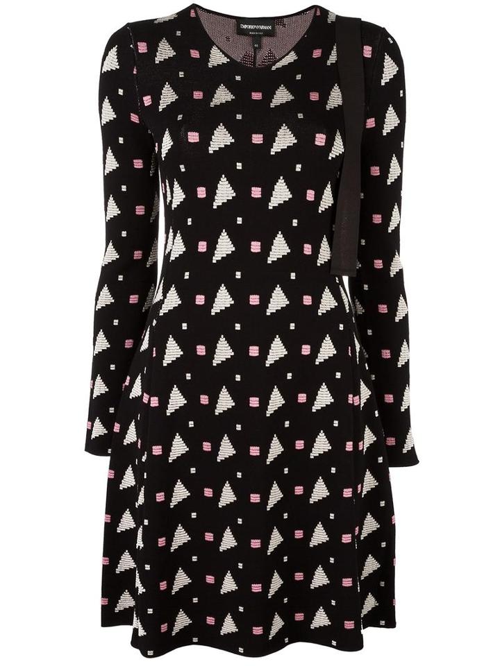 Emporio Armani Geometric Print Knitted Dress, Women's, Size: 46, Black, Polyester/viscose