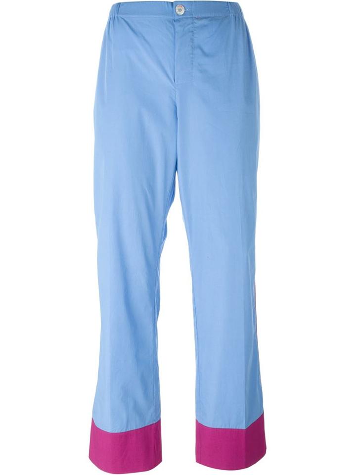 For Restless Sleepers Colour Block Wide Leg Cropped Trousers, Women's, Size: L, Blue, Cotton