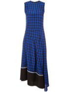 Derek Lam Sleeveless Plaid Print Crewneck Dress With Asymmetric Hem -