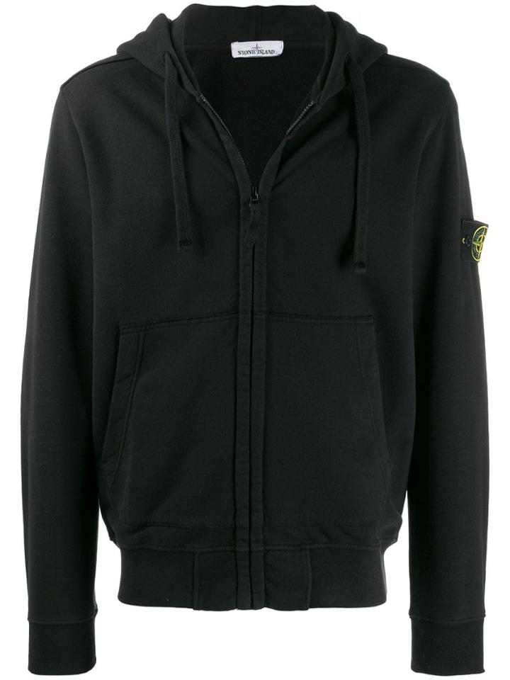 Stone Island Patch Detail Hoodie - Black