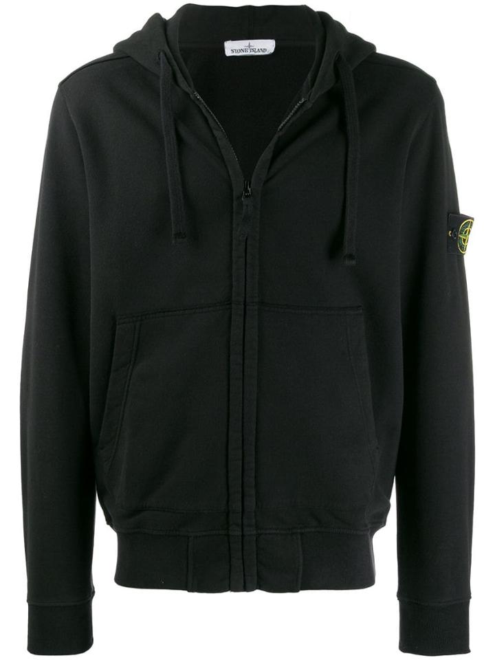 Stone Island Patch Detail Hoodie - Black