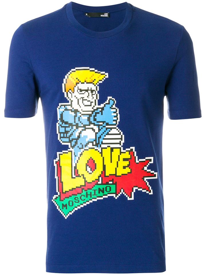 Love Moschino 8 Bit Logo T-shirt - Blue