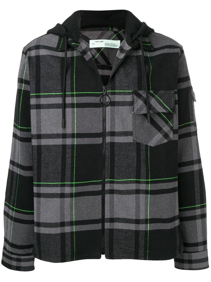 Off-white Checked Zipped-up Jacket - Grey