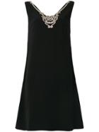Prada Embellished V-neck Dress - Black