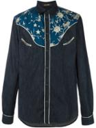 Roberto Cavalli Print Panel Shirt, Men's, Size: 48, Blue, Cotton