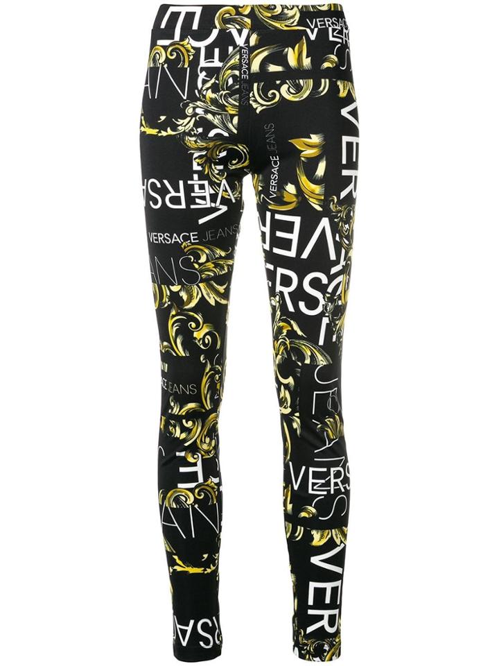 Versace Jeans Logo Print Leggings - Black