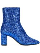 Saint Laurent Glitter Ankle Boots - Blue