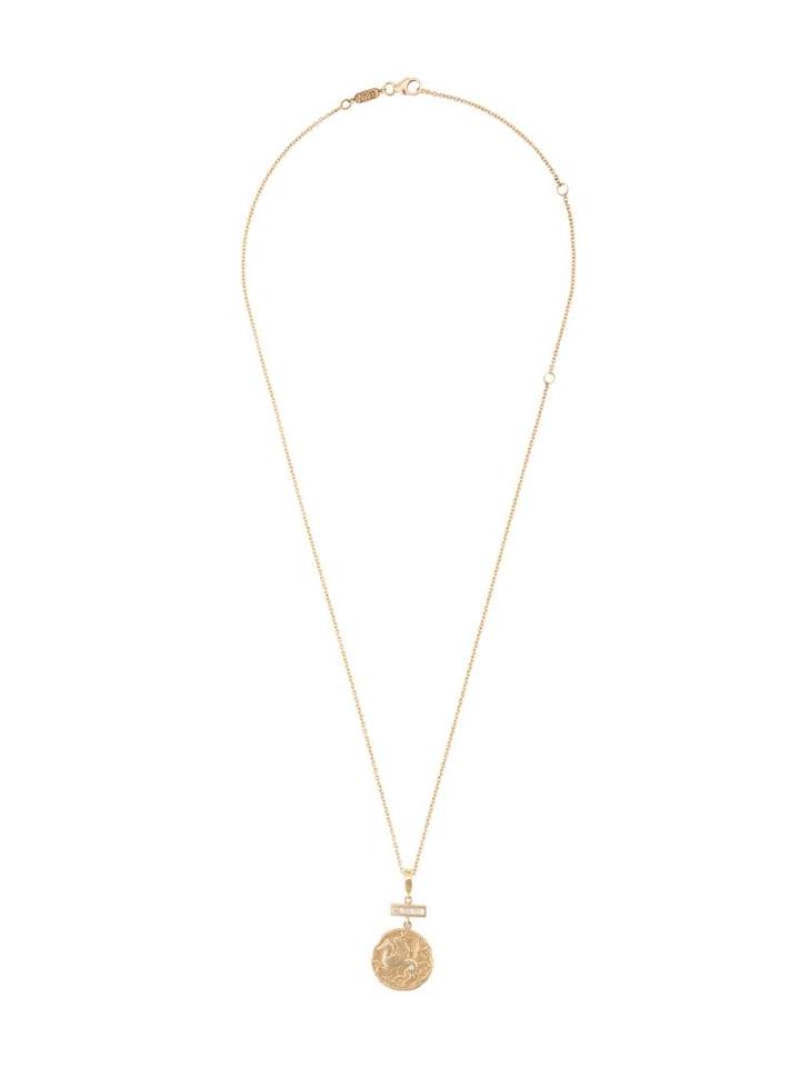 Azlee 18kt Gold Small Pegasus Diamond Coin Necklace