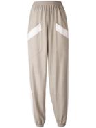 Agnona Contrast Trimmed Track Pants, Women's, Size: Large, Nude/neutrals, Cotton/cashmere