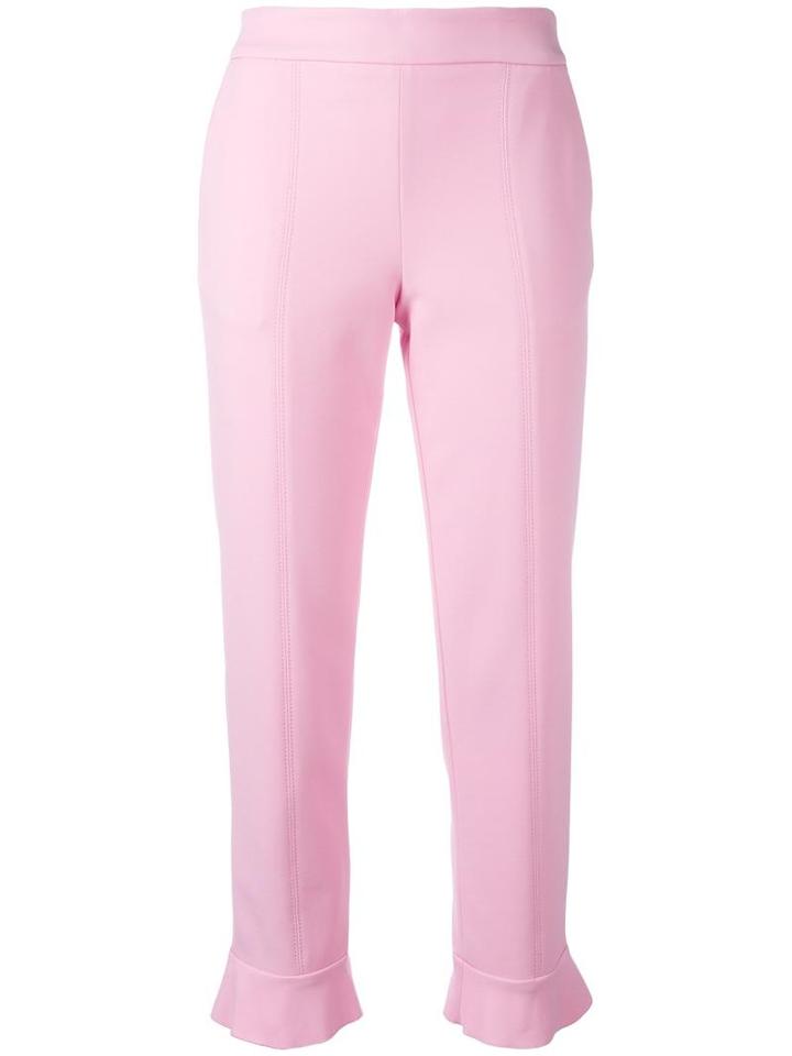 Msgm Tapered Cropped Trousers, Women's, Size: 42, Pink/purple, Cotton/polyamide/spandex/elastane/polyester