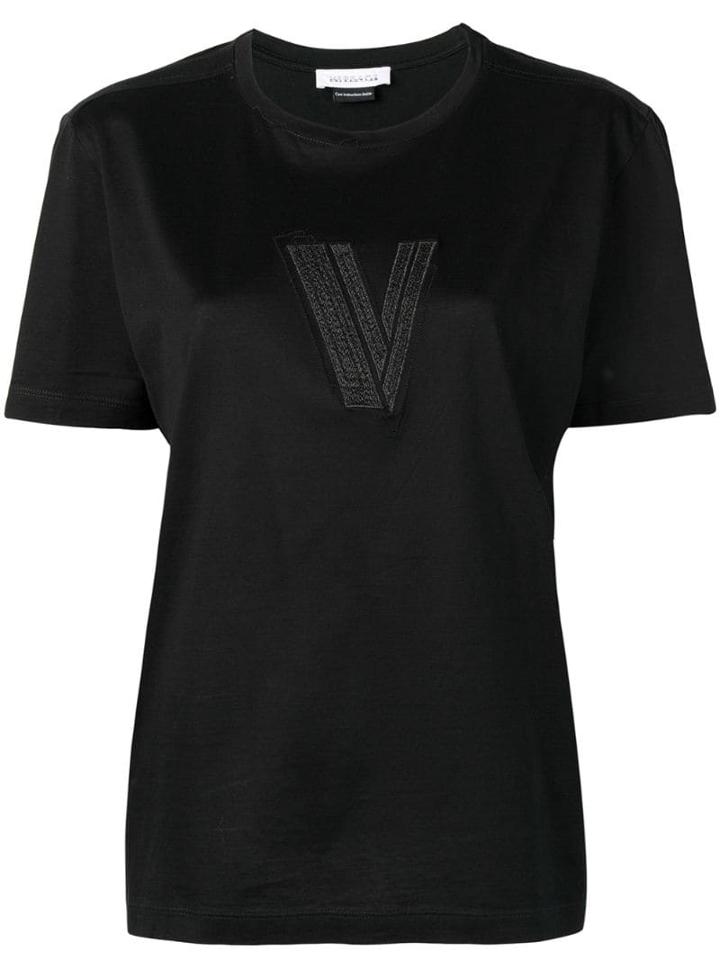 Versace Pre-owned Logo Embroidered T-shirt - Black