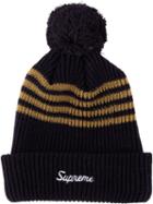 Supreme 4-stripe Loose Gauge Fw13 Beanie - Black