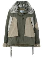 Army Yves Salomon Oversized Short Parka - Green