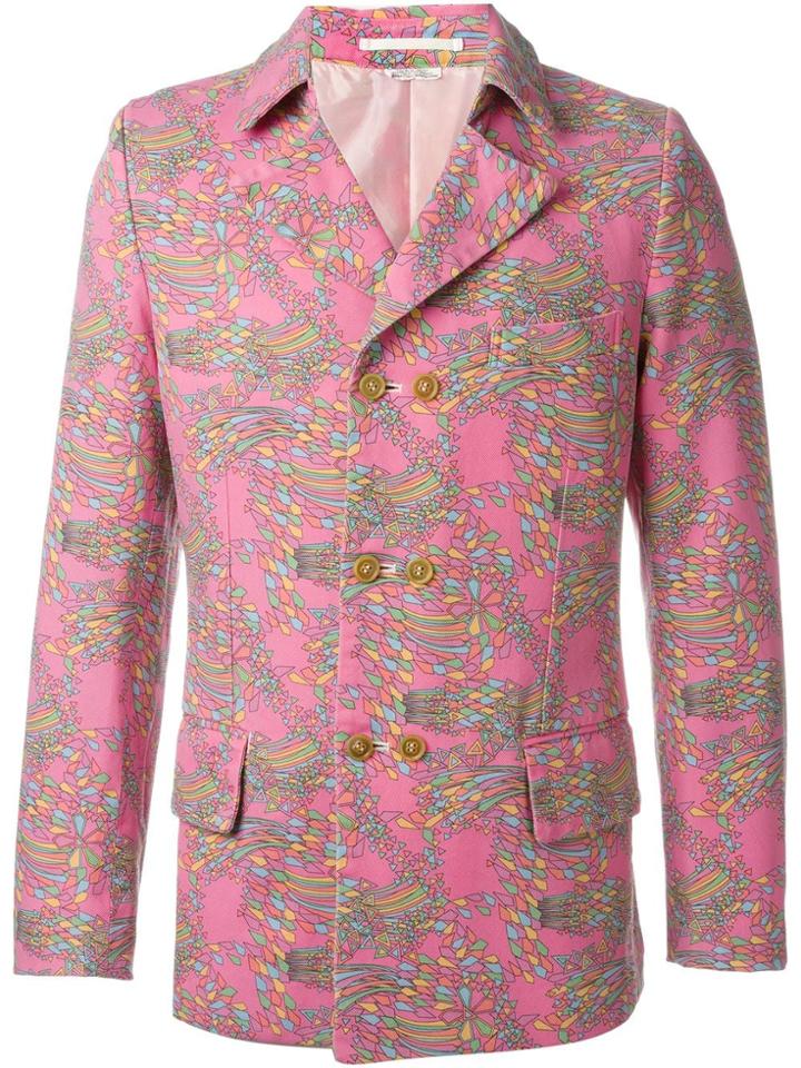 Comme Des Garçons Vintage Printed Double Breasted Jacket - Pink
