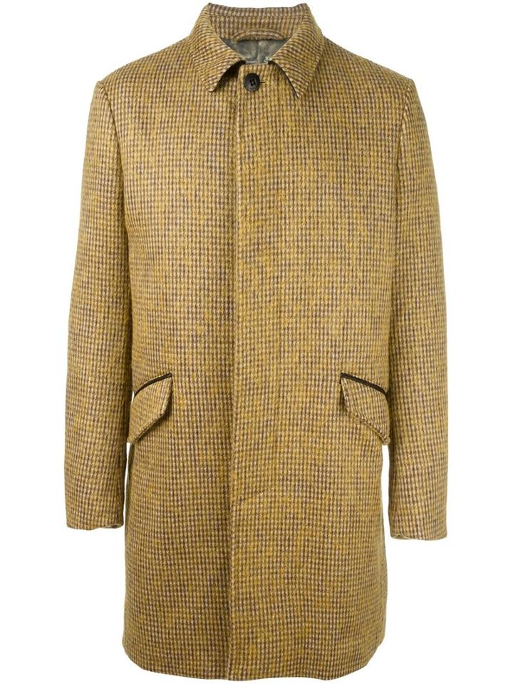 Etro Internal Print Coat, Men's, Size: 50, Yellow/orange, Lamb Skin/polyamide/viscose/wool