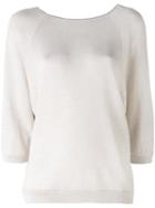Brunello Cucinelli - Sequin Detail Sweater - Women - Silk/linen/flax - L, Nude/neutrals, Silk/linen/flax