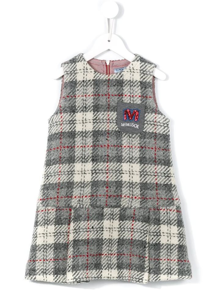 Mi Mi Sol Sleeveless Plaid Dress, Girl's, Size: 10 Yrs, Grey
