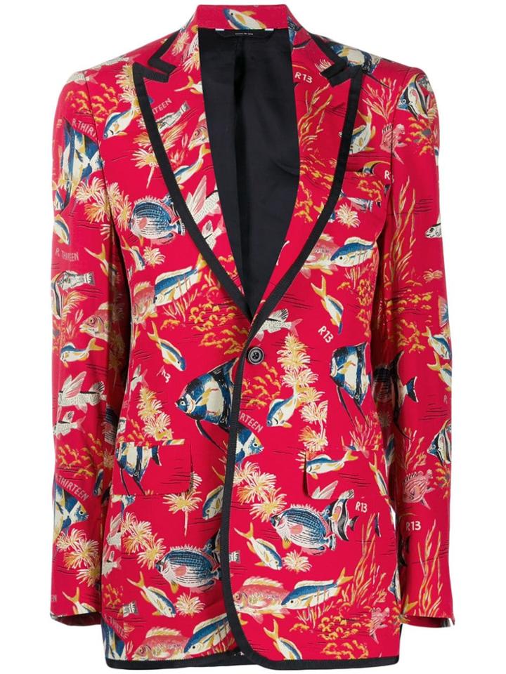 R13 Fish Patterned Jacket - Red