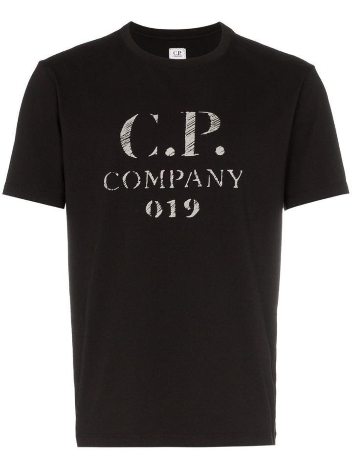 Cp Company Logo Print Cotton T-shirt - Black