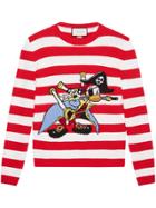 Gucci Intarsia Wool Sweater With Donald Duck Pirate - Red