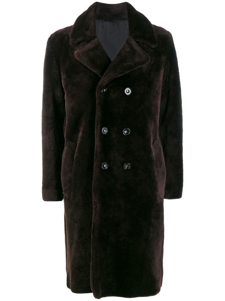Ernest W. Baker Double-breated Fur Coat - Brown