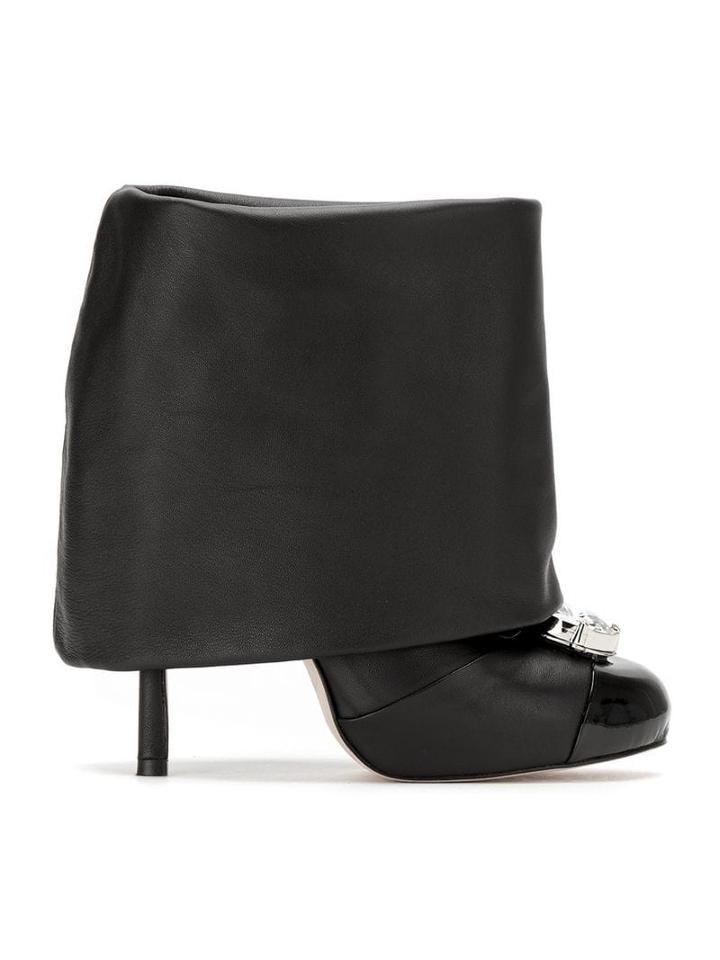 Andrea Bogosian Foldover Crystal Stud Boots - Black