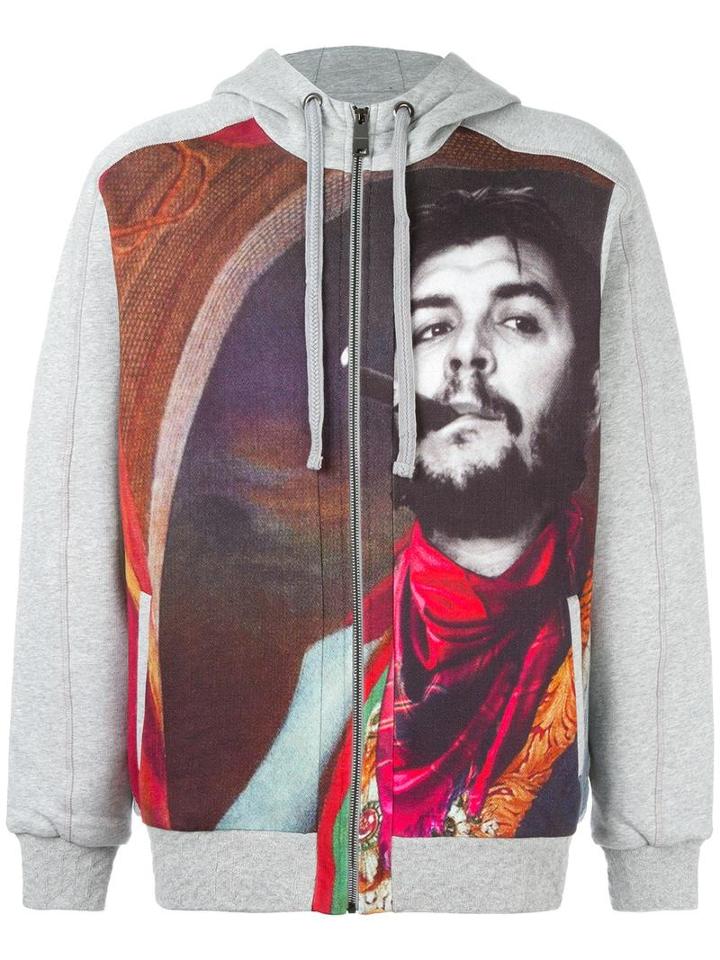 Les Benjamins Printed Zipped Hoodie, Men's, Size: Medium, Grey, Cotton