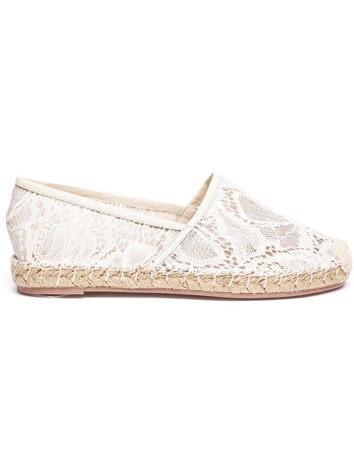 Valentino Garavani Lace Espadrilles, Women's, Size: 41, White, Cotton/jute/leather/rubber