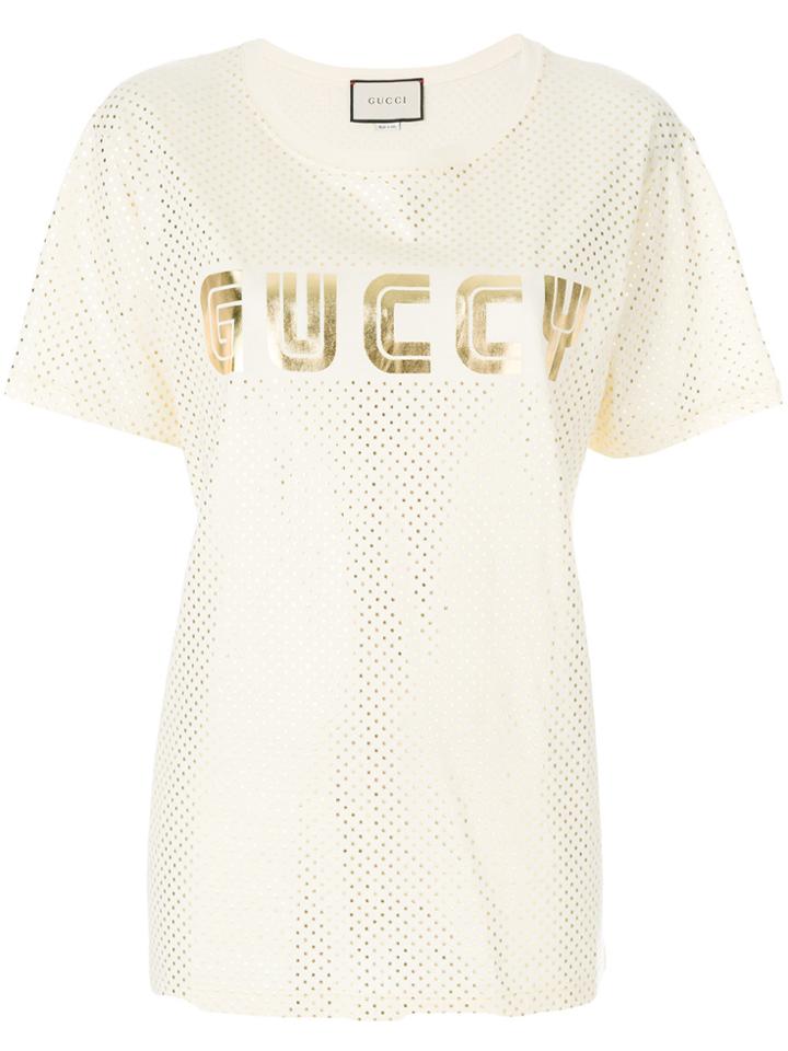 Gucci Guccy Foiled Top - Nude & Neutrals