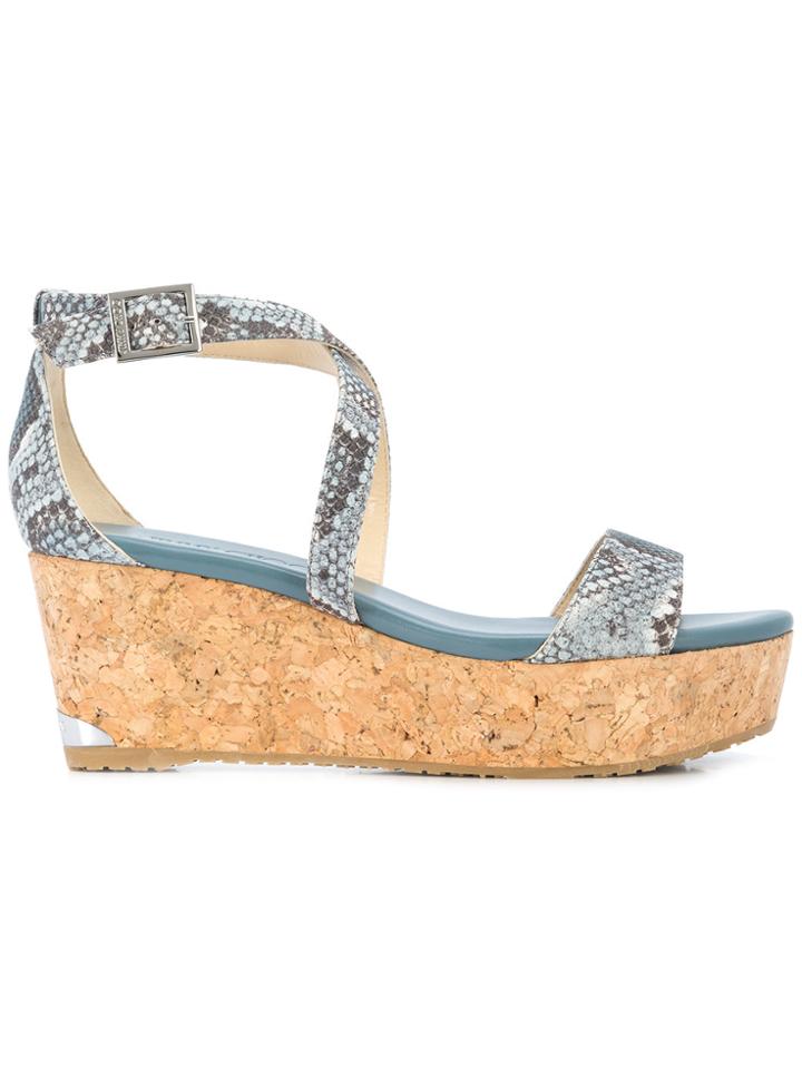 Jimmy Choo Portia 70 Wedge Sandals - Blue