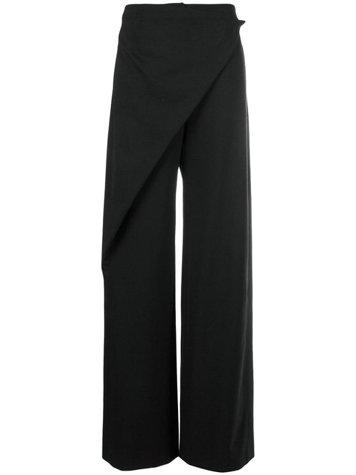 Alberta Ferretti Wrap Front Wide Leg Trousers - Black