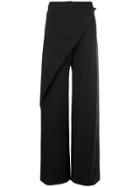 Alberta Ferretti Wrap Front Wide Leg Trousers - Black