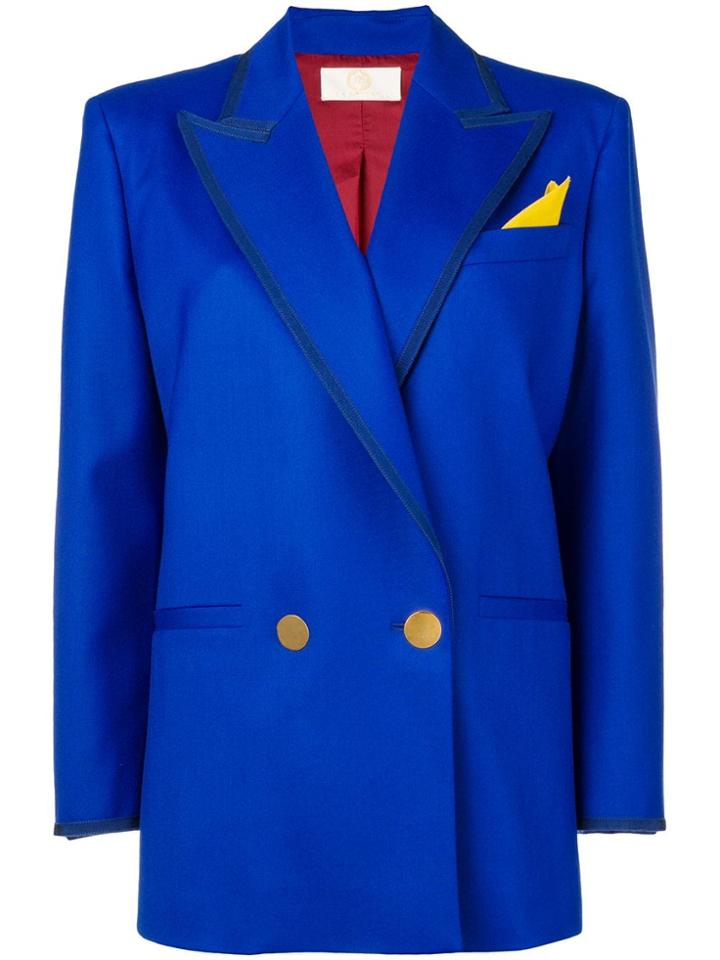 Sara Battaglia Handkerchief Double-breasted Blazer - Blue
