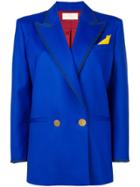 Sara Battaglia Handkerchief Double-breasted Blazer - Blue