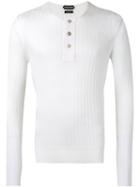 Tom Ford Superfine Long Sleeved Henley, Men's, Size: 50, White, Silk/cashmere