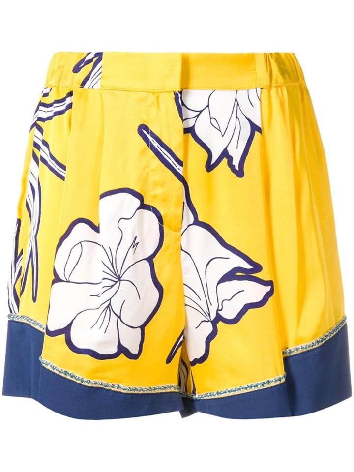 Pinko Floral Print Shorts - Yellow