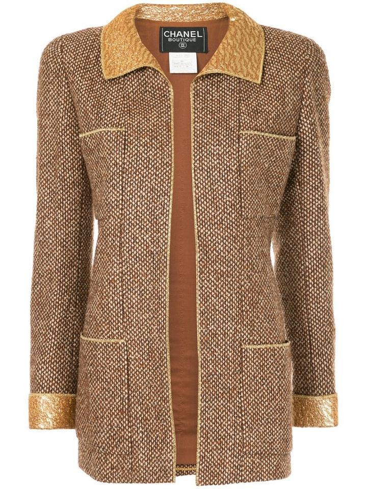 Chanel Pre-owned Tweed Fitted Jacket - Brown