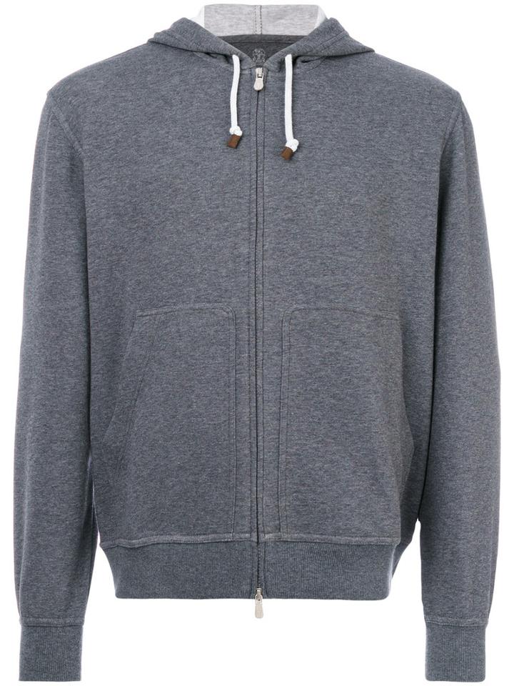 Brunello Cucinelli - Zipped Hoodie - Men - Cotton/polyamide - L, Grey, Cotton/polyamide