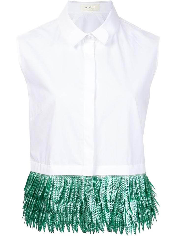 Delpozo Leaf-fringed Sleeveless Blouse, Women's, Size: 44, White, Cotton