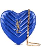 Saint Laurent Min 'love' Crossbody Heart Bag, Women's, Blue
