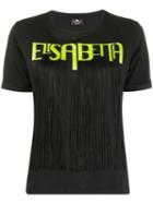 Elisabetta Franchi Logo Patch Fringed T-shirt - Black