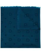 Salvatore Ferragamo Patterned Scarf, Men's, Blue, Virgin Wool/cashmere/silk