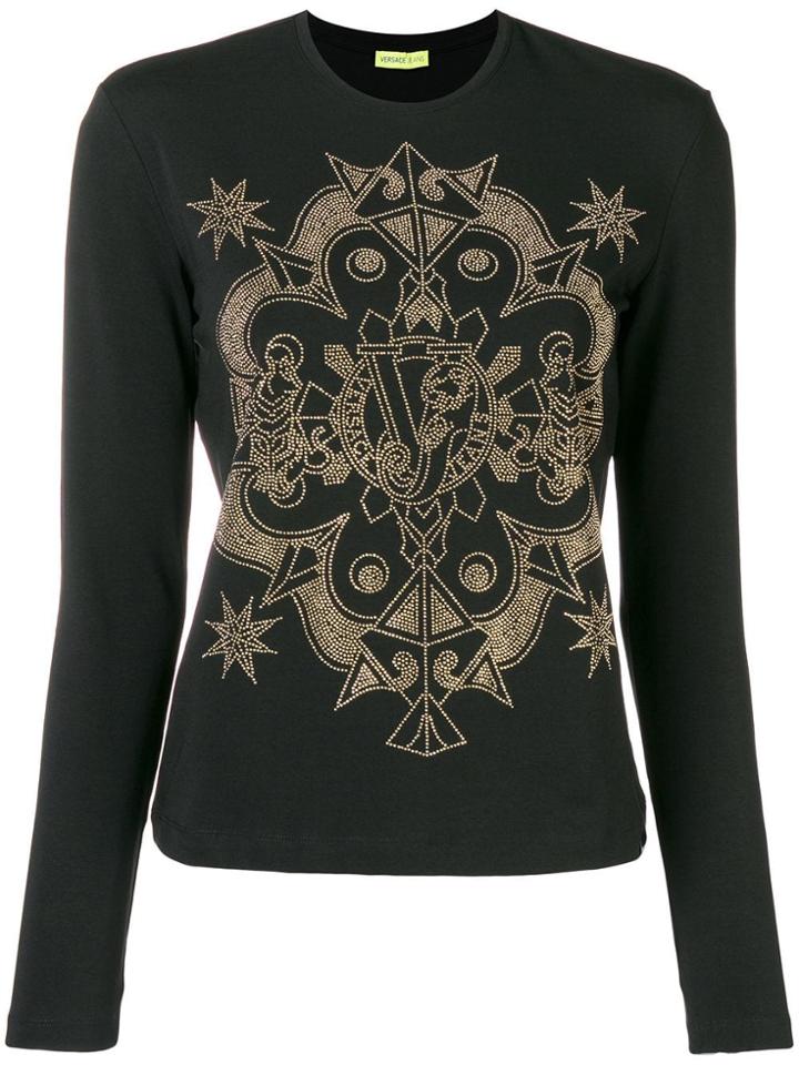 Versace Jeans Studded Crewneck Top - Black