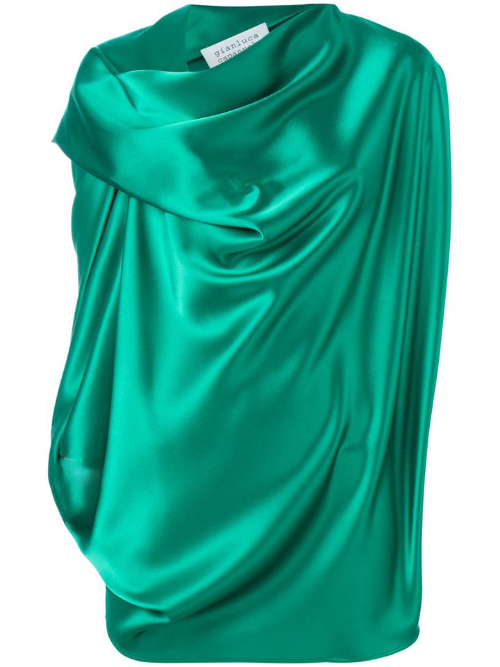 Gianluca Capannolo Draped Blouse, Women's, Size: 44, Green, Triacetate/polyester