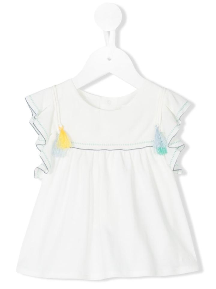 Chloé Kids - Frill Sleeve Top - Kids - Cotton/modal - 24 Mth, White