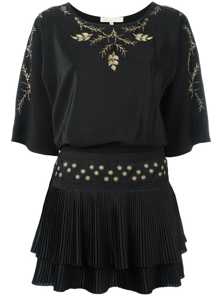 Vanessa Bruno - Leaf Detail Dress - Women - Silk/polyester - 36, Black, Silk/polyester