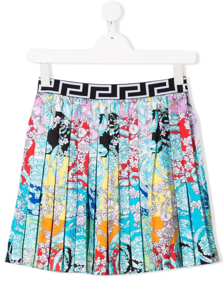 Young Versace Teen Floral Print Skirt - Blue